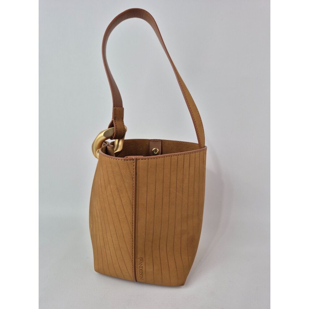 JW Anderson Tan Small Corner Stripe Deerskin Tote